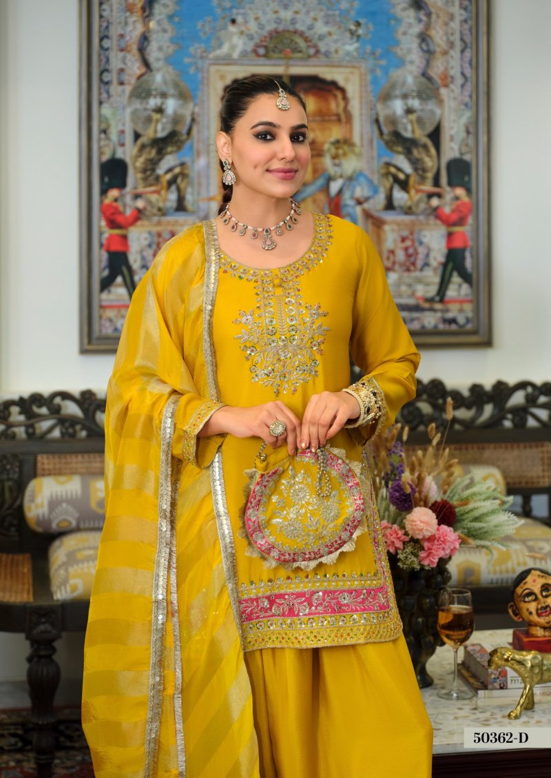 D 50362 D By Zaveri Chinon Beats Work Readymade Suits
